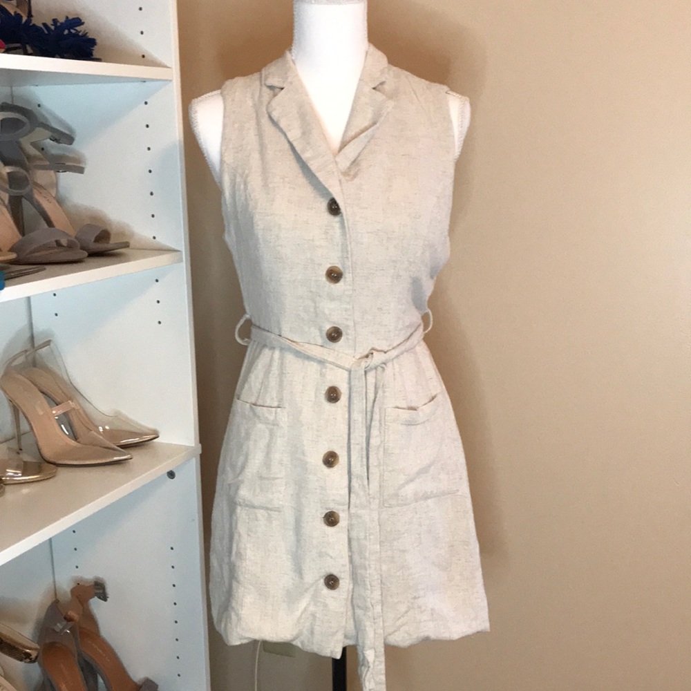 Lost + wander button front mini dress size L